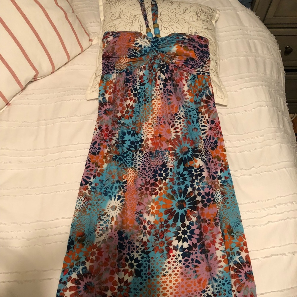 Colorful, halter maxi dress